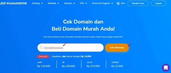 Ketikkan Nama Domain Dan Klik Cek Sekarang