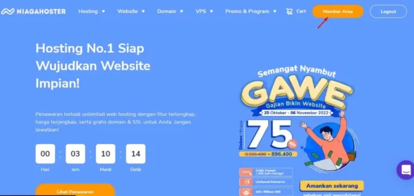Kondisi Sudah Login Niagahoster