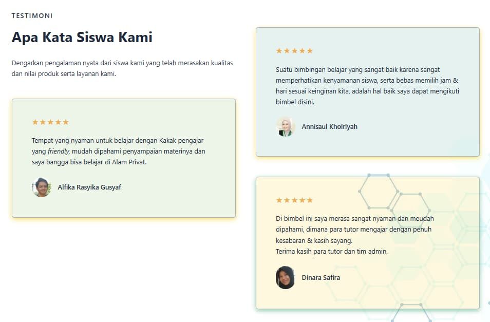 Testimoni Kelas Alam Privat